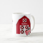 Jouw naam Rode Barn met boerderijdieren Kinder Mok (Voorkant rechts)