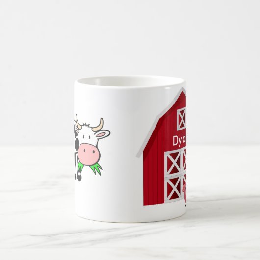 Jouw naam Rode Barn met boerderijdieren Kinder Mok (Center)