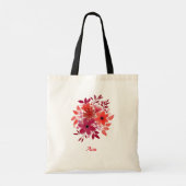 Jouw naam rode bloemen tote bag (Achterkant)