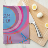 Jouw naam Romeinse cijfers roze Paars blauw Sinaas Theedoek (Quarter Fold)