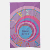 Jouw naam Romeinse cijfers roze Paars blauw Sinaas Theedoek (Verticaal)