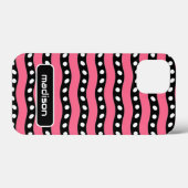 Jouw naam roze en zwarte strepen met Stippen Case-Mate iPhone Case (Achterkant (horizontaal))