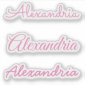 Jouw naam roze handgeschreven Script-versies Sticker (Voorkant)