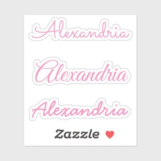 Jouw naam roze handgeschreven Script-versies Sticker (Vel)