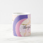 Jouw naam,  roze lila, gemengde media abstract koffiemok (Center)