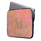 Jouw naam roze marmer Gold van het moderne patroon Laptop Sleeve (Voorkant Links)