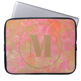 Jouw naam roze marmer Gold van het moderne patroon Laptop Sleeve