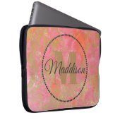 Jouw naam roze marmer Gold van het moderne patroon Laptop Sleeve (Voorkant Rechts)