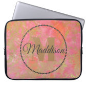 Jouw naam roze marmer Gold van het moderne patroon Laptop Sleeve (Voorkant)