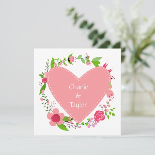 Jouw naam(s) in een Hart-aangepaste uitnodigingen (Staand voorkant)