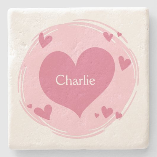 Jouw naam(s) in een hartsteen onderzetters (Voorkant)