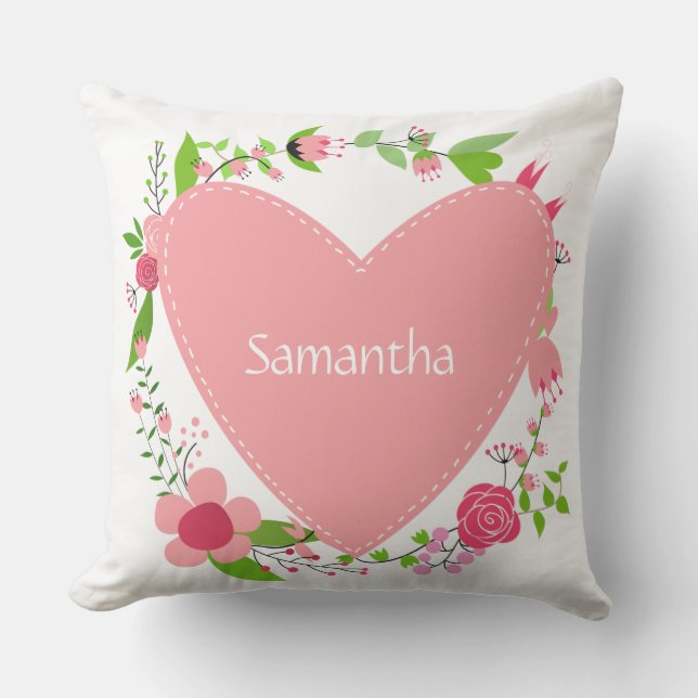 Jouw naam(s) in een hartuitwerpkussen buitenkussen (Voorkant)