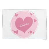 jouw naam(s) in hartkussens kussensloop (Voorkant)