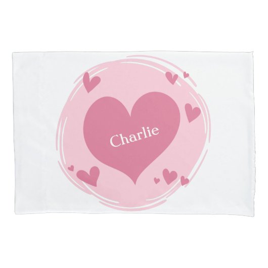 jouw naam(s) in hartkussens kussensloop (Voorkant)