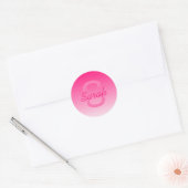 Jouw naam Schattige  Roze Ombre & Monogram Ronde Sticker (Envelop)