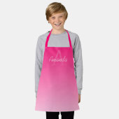 Jouw naam Schattige  Roze Ombre & Monogram Schort (Gedragen)