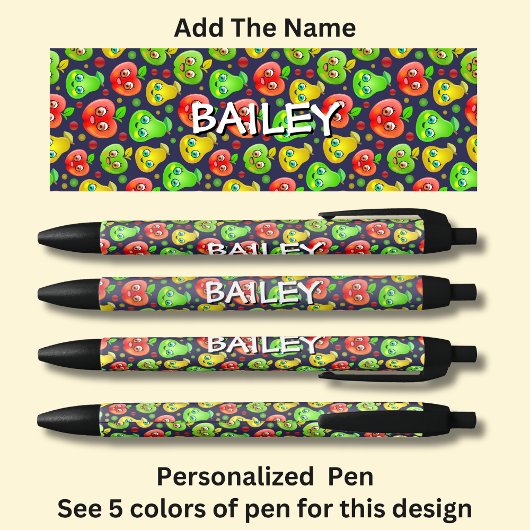Jouw naam, Schattigee rode appels groene peren Zwarte Inkt Pen