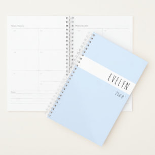 jouw naam Skinny Font Powder Blue 2021 toevoegen Planner