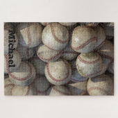 Jouw naam Sluiten Baseball - Kunstfoto Sport Legpuzzel (Horizontaal)