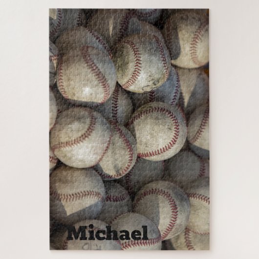 Jouw naam Sluiten Baseball - Kunstfoto Sport Legpuzzel (Verticaal)