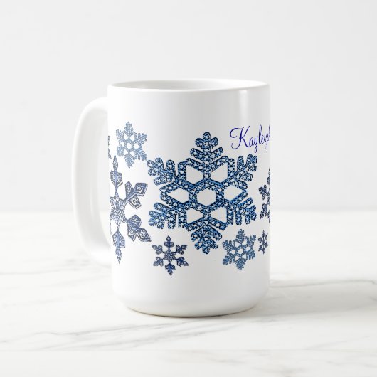 Jouw naam Snowflakes Mok toevoegen (Voorkant links)