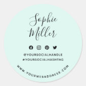 Jouw naam sociale media aangepaste kleuren toevoeg ronde sticker (Voorkant)