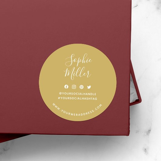 Jouw naam sociale media aangepaste kleuren toevoeg ronde sticker