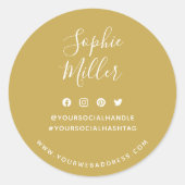 Jouw naam sociale media aangepaste kleuren toevoeg ronde sticker (Voorkant)