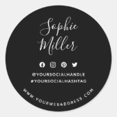 Jouw naam sociale media aangepaste kleuren toevoeg ronde sticker (Voorkant)