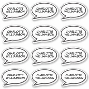 Jouw naam spraakballon leuk retro stripboek sticker