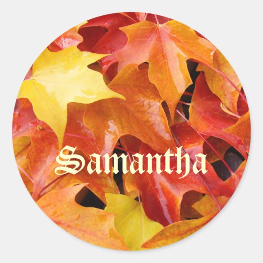Jouw naam stickers Enveloppe zegel Herfstbladeren (Voorkant)