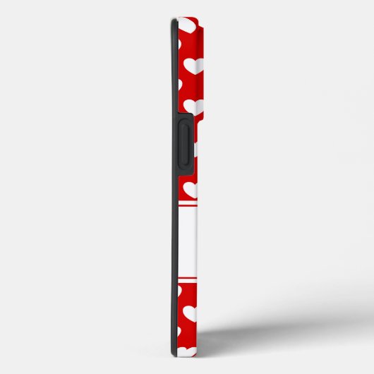 Jouw naam, stijlvol rood en wit hartpatroon Case-Mate iPhone case (Achterkant / Rechts)