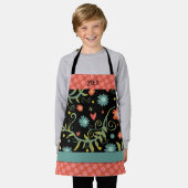 Jouw naam Stijlvolle Bloemen Roze Stippen Inspirat Schort (Gedragen)