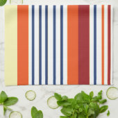 jouw naam - Stripes, parallelle lijnen - Geel blau Theedoek (Gevouwen)