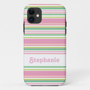 "Jouw naam" stripey kralen roze iphone5 hoesje