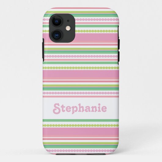 "Jouw naam" stripey kralen roze iphone5 hoesje (Achterkant)