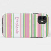 "Jouw naam" stripey kralen roze iphone5 hoesje (Achterkant (horizontaal))