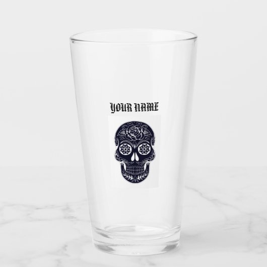 JOUW NAAM SUGAR SKULL PINT GLASS GLAS (Voorkant)