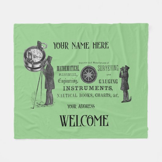 Jouw naam Survey Surveyors 1856 Fleece Blanket Deken (Voorkant (Horizontaal))