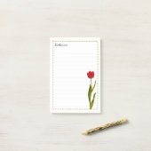 Jouw naam Tall Red Tulip Spring Floral Post-it® Notes (Op bureau)