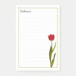 Jouw naam Tall Red Tulip Spring Floral Post-it® Notes