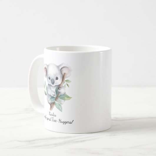Jouw naam tekst, koala's - originele boomknuffelaa koffiemok (Voorkant links)