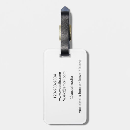 Jouw naam tekst toevoegen violist muzikant musicus bagagelabel (Achterkant verticaal)