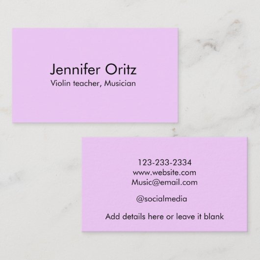 Jouw naam tekst toevoegen violist muzikant musicus visitekaartje (Voorkant / Achterkant)