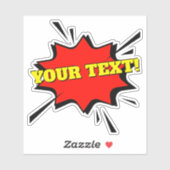 Jouw naam Tekst voor Pop Art Burst 4-inch vinyl Sticker (Vel)