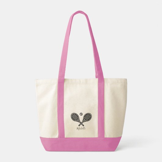 Jouw naam Tennis Player Racket Ball Tote Bag (Achterkant)