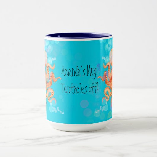 Jouw naam tentakels van octopus met belletjes mok (Midden)