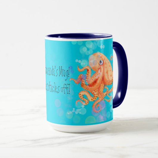 Jouw naam tentakels van octopus met belletjes mok (Voorkant rechts)