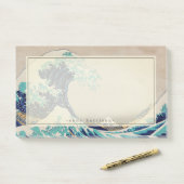 Jouw naam The Great Wave Japans Woodblock Post-it® Notes (Op bureau)