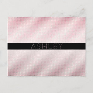 Jouw naam   Thin Roos Ombre & White Stripes Briefkaart